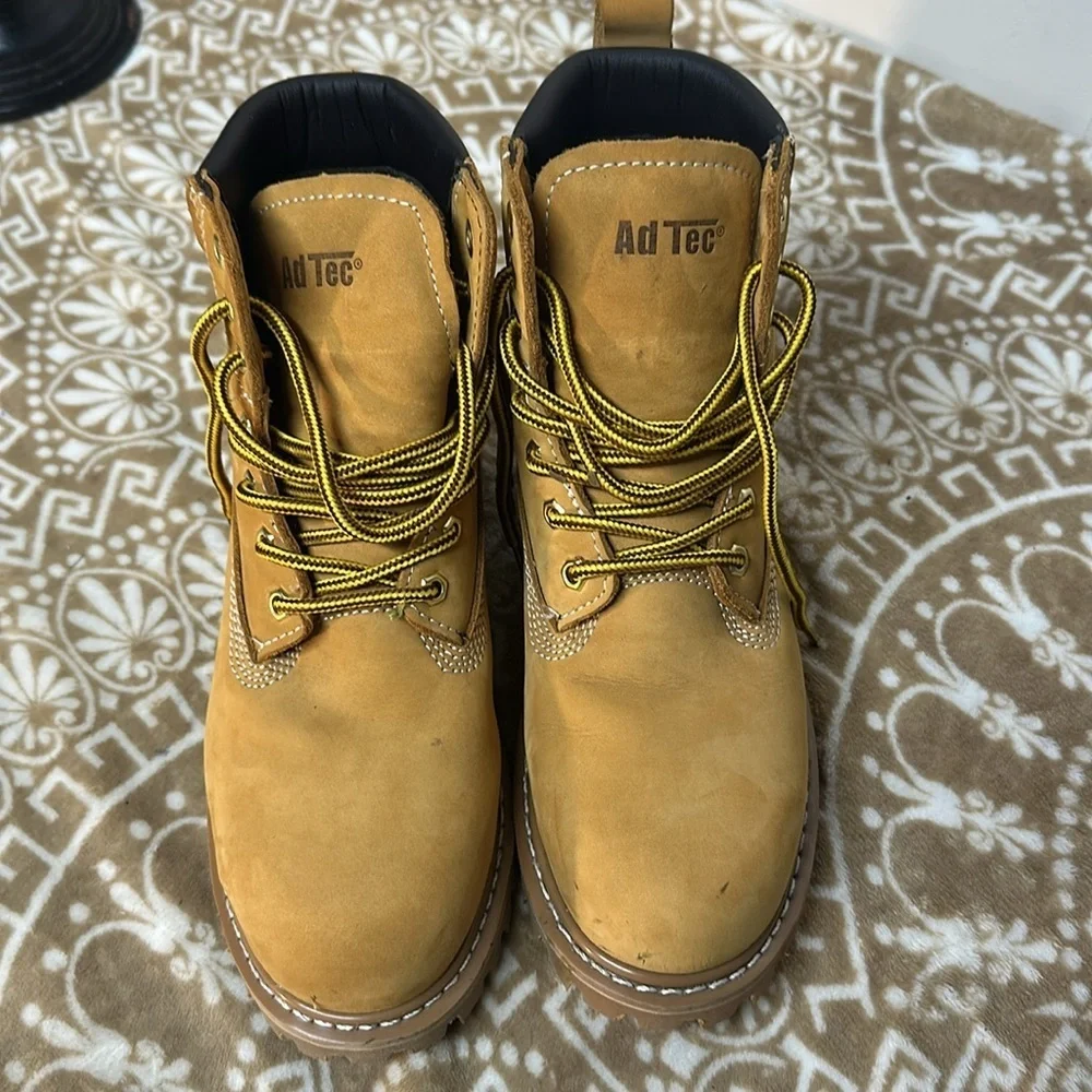 AdTec Boots Industrial Grade Steel Toe Tan Leather Men’s Size9